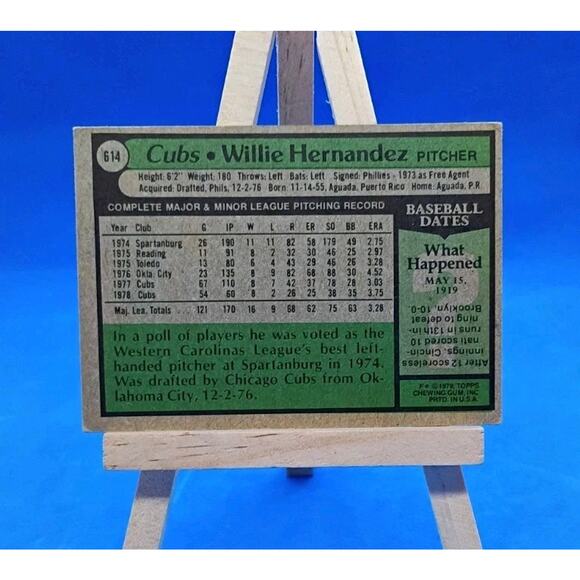 1979 Topps - Willie Hernandez #614 Chicago Cubs - Picture 3 of 4